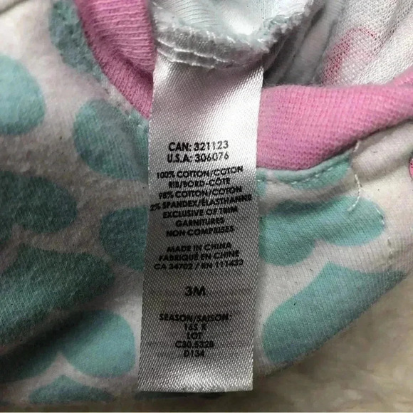 Pekkle Footed Onesie Pajamas White / Blue / Pink Hearts  / Pig Size 3 Months - Picture 10 of 16